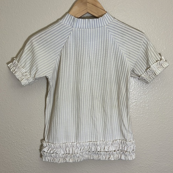 Ruffle Butts Cream Ruffle Trim Swim Rashguard - Picture 5 of 7